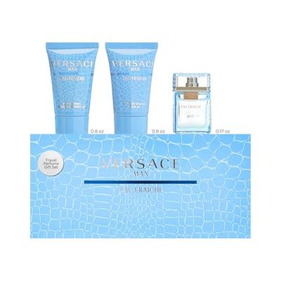 Versace Man Eau Fraiche By Gianni Versace For Men Edt .17 Oz Mini After Shave Balm .8 Oz Mini Shower Gel .8 Oz Mini
