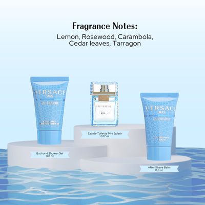 Versace Man Eau Fraiche By Gianni Versace For Men Edt .17 Oz Mini After Shave Balm .8 Oz Mini Shower Gel .8 Oz Mini