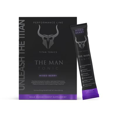 Titan Tonics Male Enhancement Supplement - Testosterone Booster for Men with Nitrosigine, L-Citrulline, Horny Goat Weed Tongkat Ali - for Performance, Enlargement, Libido Drive, 12 Stick Packs