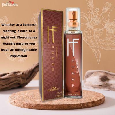 HOT FLOWERS Pheromones Man Homme Deo Cologne - Masculine Fragrance with Pheromones - Long-Lasting Seductive Scent