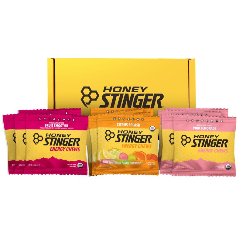 Honey Stinger Organic Energy Chew Variety Pack 4 Pack Each of Fruit Smoothie, Citrus Splash and Pink Lemonade Gluten Free Caffeine Free Energy Chews for Exercise, Endurance and Performance