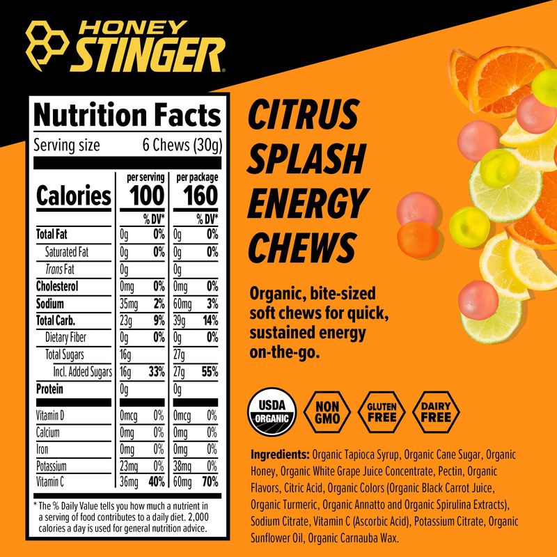 Honey Stinger Organic Energy Chew Variety Pack 4 Pack Each of Fruit Smoothie, Citrus Splash and Pink Lemonade Gluten Free Caffeine Free Energy Chews for Exercise, Endurance and Performance