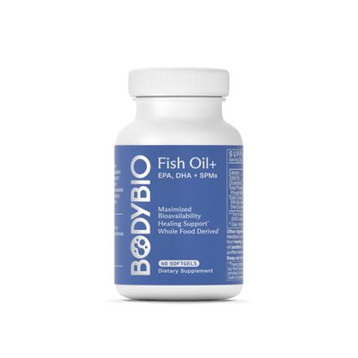 BodyBio Fish Oil with Specialized Pro-resolving Mediators - Support Healthy Inflammation Response - Herring Caviar Extract for Skin Health, Joint Comfort and Brain Health - 60 Softgels