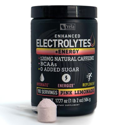 Pre-Workout Electrolyte Energy Powder Drink Mix (90 Servings Pink Lemonade) w 0 Sugar BCAAs B-Vitamins Electrolyte Supplement w Potassium Zinc Magnesium for Hydration - Keto Electrolytes