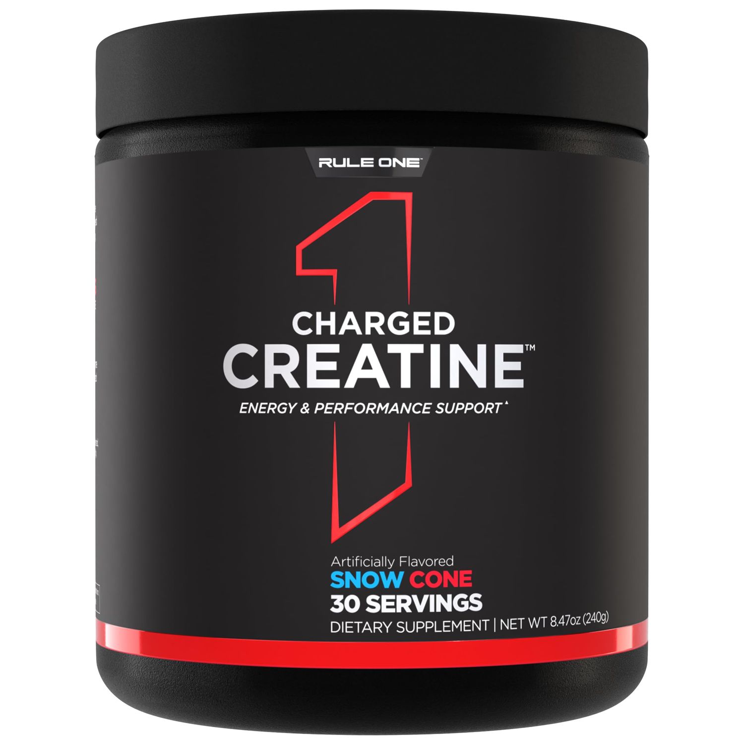 Rule 1 Charged Creatine - Multi-Function Workout Supplement with Creatine, Electrolyte, and Energy Blends for Intensity, Performance, Hydration Support (30 Servings, Snow Cone)