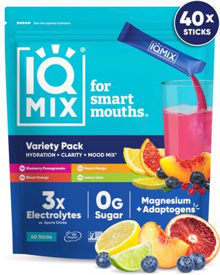 IQMIX Hydration Electrolytes Powder - Sugar-Free Drink Mix Packets - Rehydration and Recovery - Keto-Friendly with Magnesium L-Threonate, Lion&#39;s Mane, Potassium Citrate - Variety Pack (40 Count)