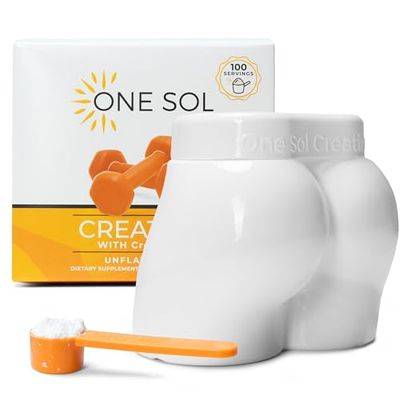 One Sol Creatine for Women Booty Gain, All Natural Women&#39;s Creatine Powder with Creapure, Increase Lean Muscle Mass, Reduce Recovery Time, Promotes Brain Bone Health (Unflavored, 100 Servings)