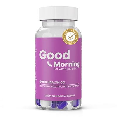 Good Morning Hangover Relief The ONLY Clinically Tested Prevention Pill After Alcohol Aid with DHM, Milk Thistle, and Electrolytes to Help You Party Smart. Cheers