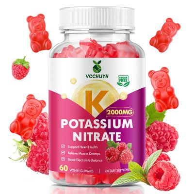 VCCHUYH Potassium Gummies for Women Men, High Dose Potassium Supplement 2000mg Supports Muscle Cramps Electrolyte Balance, Raspberry Flavor 60 Count