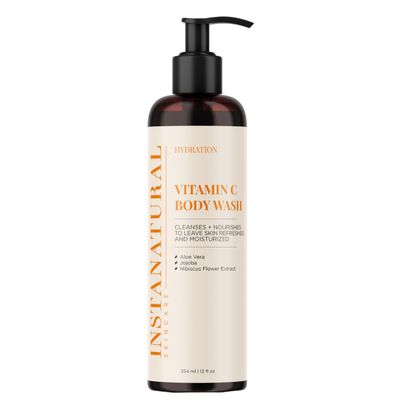 InstaNatural Vitamin C Body Wash, Moisturizing Shower Gel Cleanser for Women Men, Deeply Cleanses Balances, Brightens, Tones Tightens, with Aloe Vera Jojoba Oil, 12 Fl Oz