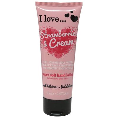I Love Strawberries and Cream Super Soft Hand Lotion - Hand Lotion for Dry Skin - Sweet, Long Lasting Fragrance - Organic Hand Cream - 2.5 oz