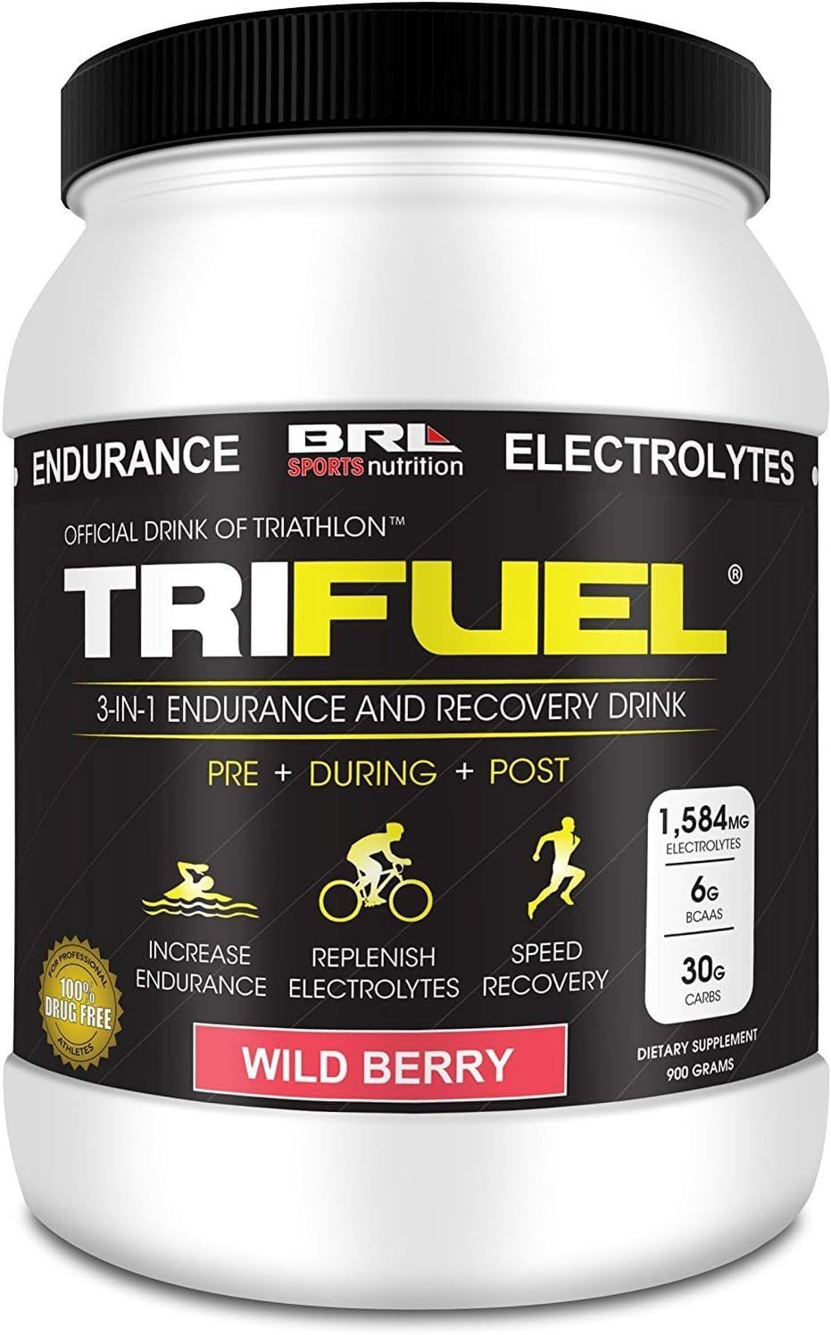 TRIFUEL - 3-in-1 Endurance and Recovery, Hydration, BCAA, Electrolyte Enhanced Drink (Wild Berry)