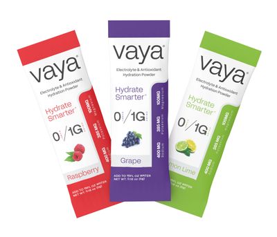 Vaya Zero Sugar Premium Hydration Electrolyte Powder Variety Pack 15 Stick Packs 1G Carbs, 1,500MG Electrolytes, Vitamin C Antioxidants 3 Flavors Raspberry, Grape Lemon Lime