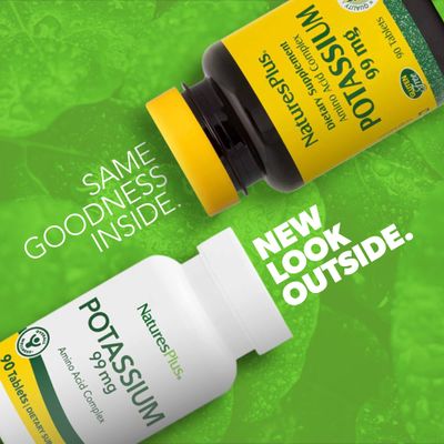 Natures Plus Potassium 99 mg, 90 Tablets - Supports Healthy Electrolyte Balance Overall Well-Being - Gluten Free, Vegetarian - 90 Servings