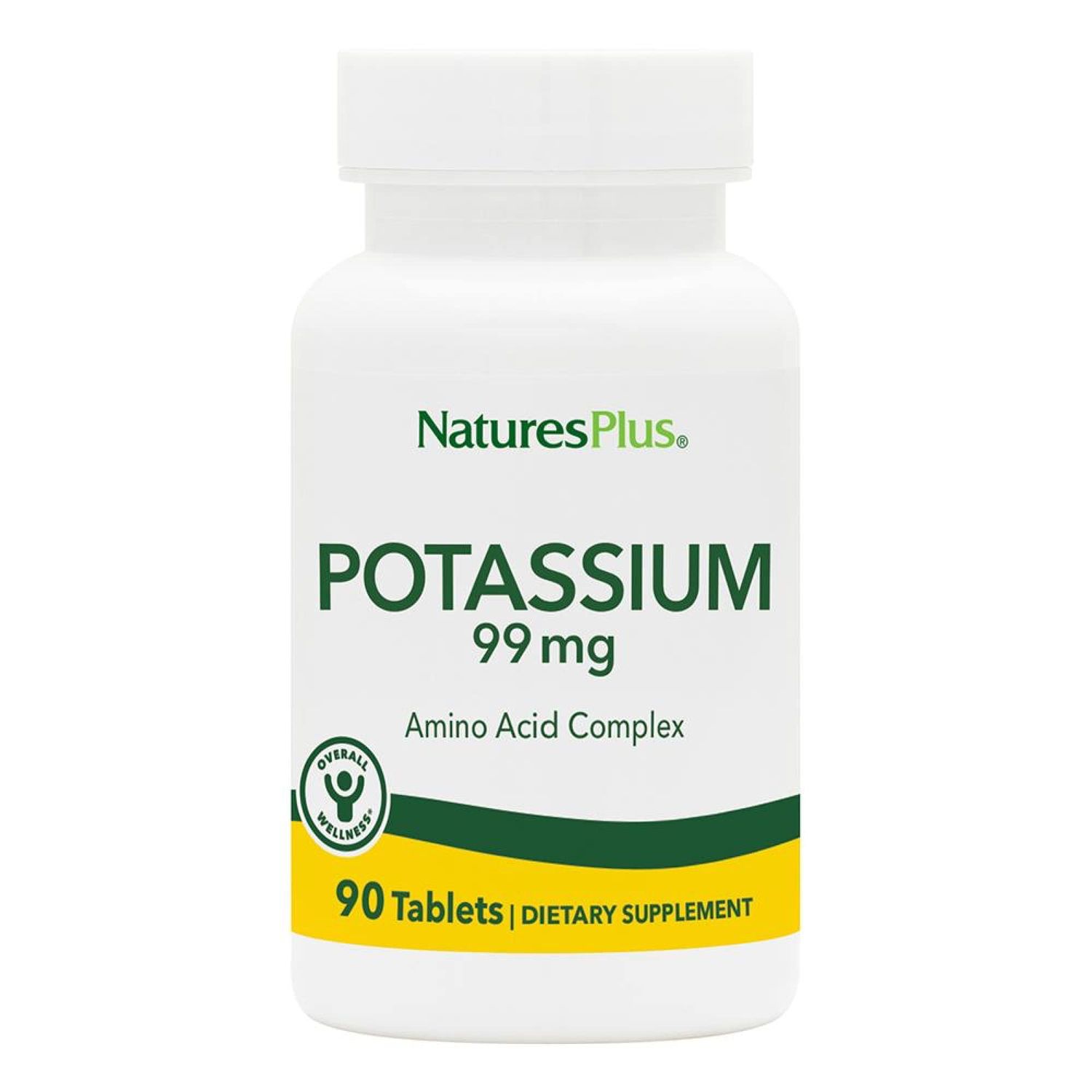 Natures Plus Potassium 99 mg, 90 Tablets - Supports Healthy Electrolyte Balance Overall Well-Being - Gluten Free, Vegetarian - 90 Servings