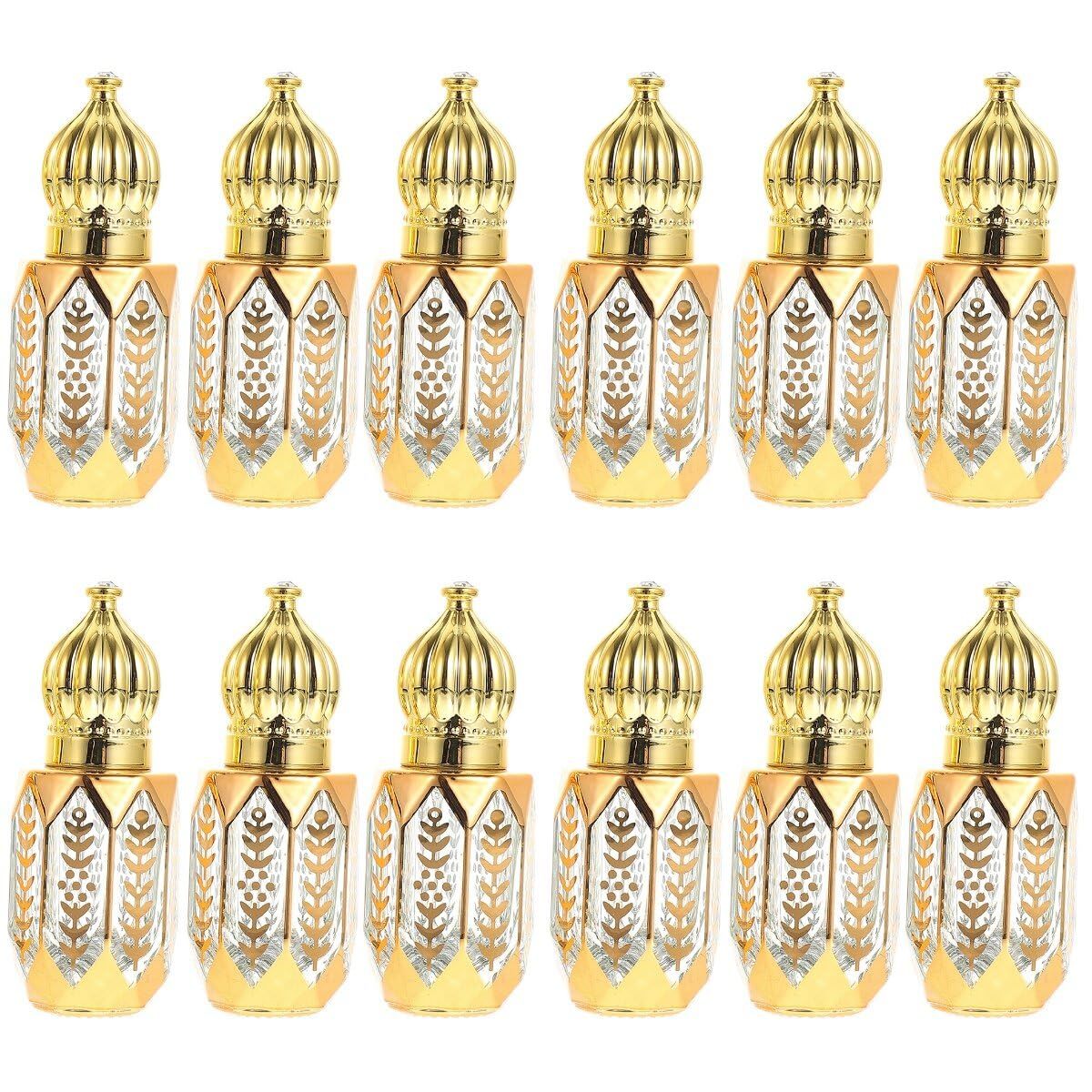 GLEAVI 12 pcs Essential Ml Mini Fragrance Exquisite Tiny Er Perfume Refillable Plastic Oil DIY Sub-ing Perfumes Balms On Golden Dispensing Gold Arabic Small for Container