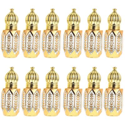 GLEAVI 12 pcs Essential Ml Mini Fragrance Exquisite Tiny Er Perfume Refillable Plastic Oil DIY Sub-ing Perfumes Balms On Golden Dispensing Gold Arabic Small for Container