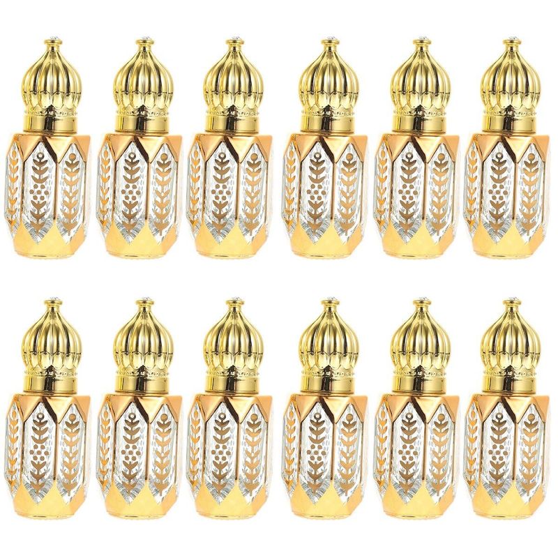 GLEAVI 12 pcs Essential Ml Mini Fragrance Exquisite Tiny Er Perfume Refillable Plastic Oil DIY Sub-ing Perfumes Balms On Golden Dispensing Gold Arabic Small for Container