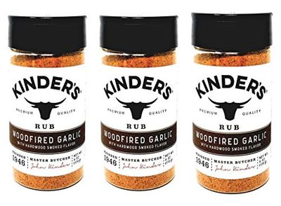 Kinders Woodfired Garlic Rub Bulk Pack of 3 Bottles - 6 oz Per Bottle - 18 oz Total of Premium Quality Kinders Rub
