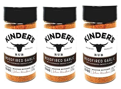 Kinders Woodfired Garlic Rub Bulk Pack of 3 Bottles - 6 oz Per Bottle - 18 oz Total of Premium Quality Kinders Rub