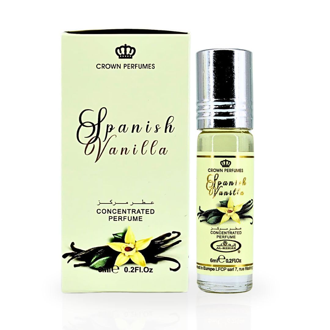 Al-Rehab Spanish Vanilla Perfume Oil 6ML (0.2 Oz) - Arabian Perfume Oils For Women - Long Lasting Concentrated Perfume Oil - A Luxurious Soft Sweet Women&#39;s Fragrance For An Elegant Touch