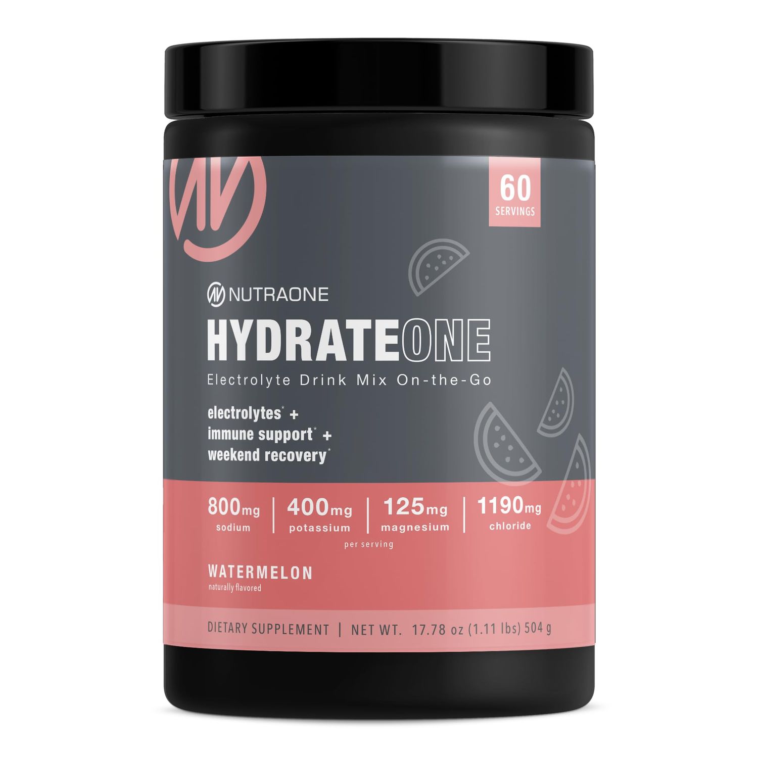 HydrateOne, Electrolyte Drink Mix On-The-Go Watermelon, 60 Servings