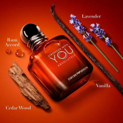 Armani Beauty - Stronger With You Absolutely - Parfum - Cologne for Men - Spicy Ambery Gourmand Mens Fragrance - Rum Accord, Cedarwood, Lavendar Vanilla Notes - 3.4 Fl Oz
