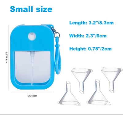 EMISSU 7 Pieces Portable Perfume Spray Bottle, 38ml Mini Card Shape Reusable Sprayer Bottle with Hook and Silicone case for Hand Sanitizer Fragrance Cosmetic (Multicolor)