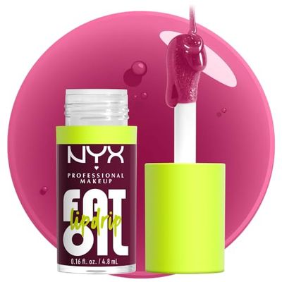NYX PROFESSIONAL MAKEUP Fat Oil Lip Drip, Moisturizing Lip Oil Gloss, Vegan Tinted Formula, Up to 12 HR Hydration - That&#39;s Chic (Deep Berry)
