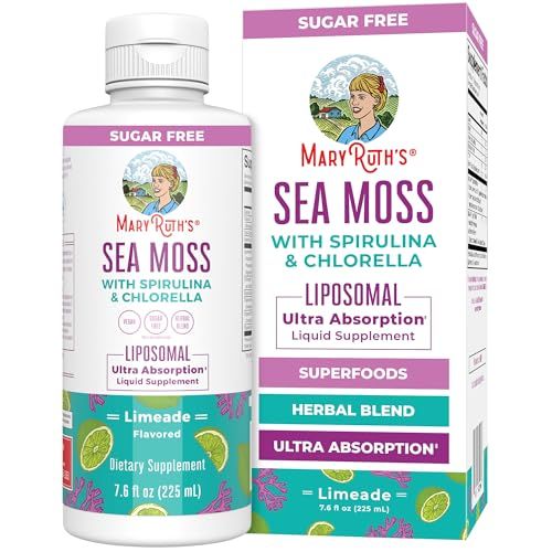 MaryRuth Organics Sea Moss with Spirulina and Chlorella Liposomal Chlorophyll Dandelion Root Superfood Ultra Absorption Vegan Non-GMO Gluten Free 7.6 fl oz 15 Servings