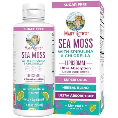 MaryRuth Organics Sea Moss with Spirulina and Chlorella Liposomal Chlorophyll Dandelion Root Superfood Ultra Absorption Vegan Non-GMO Gluten Free 7.6 fl oz 15 Servings