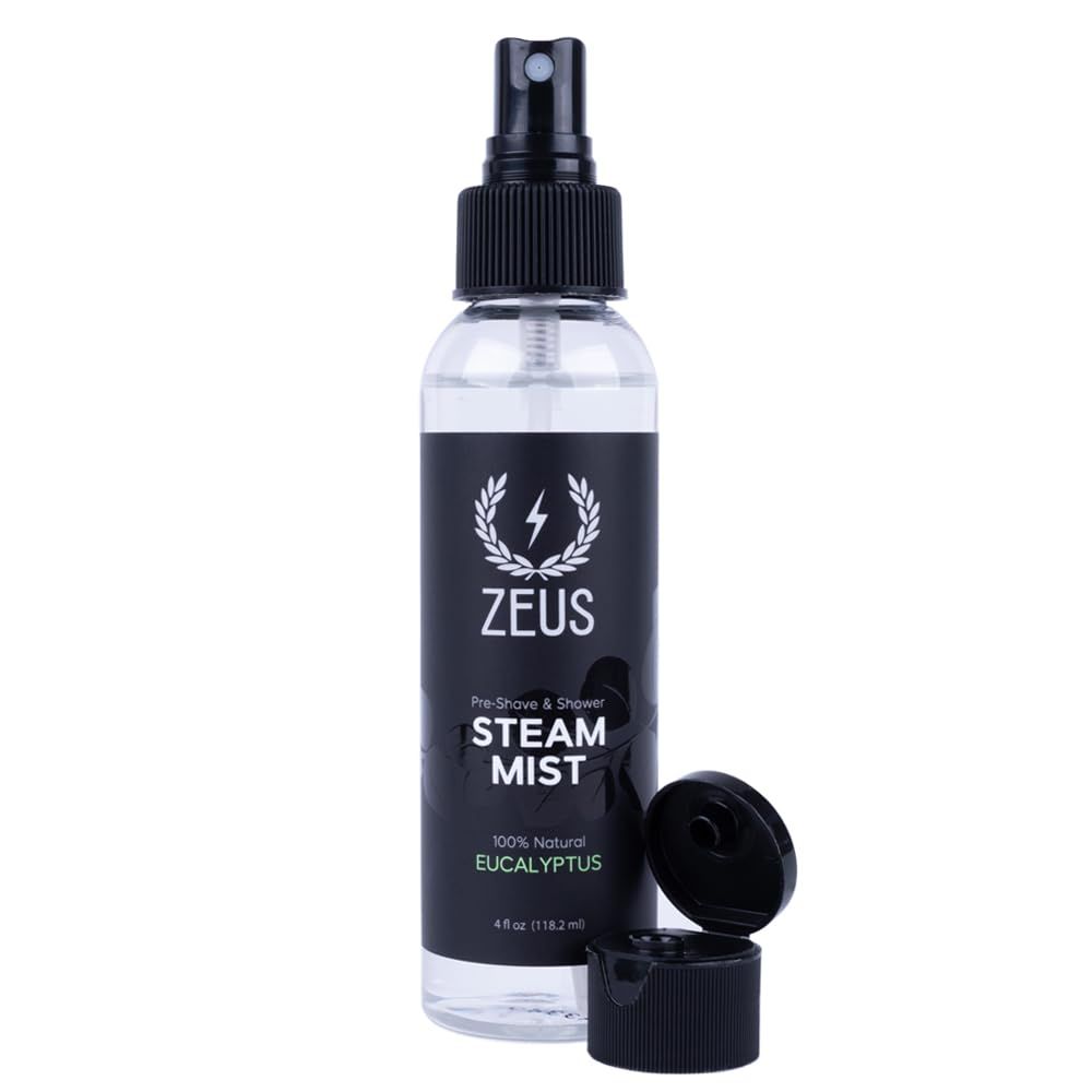 ZEUS Natural 100 Eucalyptus Essential Oil Shower Steam Mist, Aromatherapy Spray for Room, Bath, Congestion Pre-Shave, Sauna Spa Steam Mist (MADE IN USA) 4 oz.