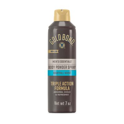 Gold Bond Men&#39;s Essentials Talc-Free Body Powder Spray 7 oz. Recharge Scent Wetness Protection