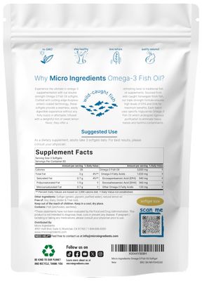 Omega 3 Fish Oil Supplements 3,000mg Per Serving, 240 Softgels Lemon Flavored - Burpless EPA 540mg DHA 360mg Heart Brain Support Deep Sea Fish