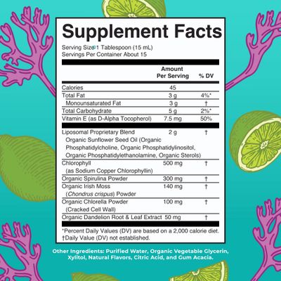 MaryRuth Organics Sea Moss with Spirulina and Chlorella Liposomal Chlorophyll Dandelion Root Superfood Ultra Absorption Vegan Non-GMO Gluten Free 7.6 fl oz 15 Servings