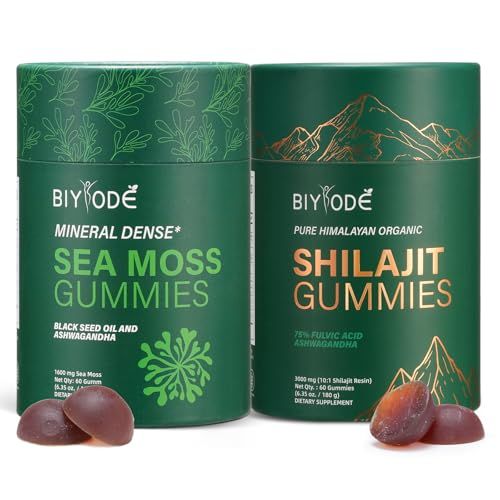 Bundle of Pure Himalayan shilajit sea Moss Gummies - 3000 mg shilajit, sea Moss 1600mg ksm 66 ashwagandha, no Added Sugar, lab Tested, 75 fulvic Acid, 92 Minerals, All One Supplement(1 Package).