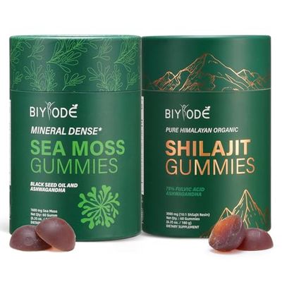 Bundle of Pure Himalayan shilajit sea Moss Gummies - 3000 mg shilajit, sea Moss 1600mg ksm 66 ashwagandha, no Added Sugar, lab Tested, 75 fulvic Acid, 92 Minerals, All One Supplement(1 Package).