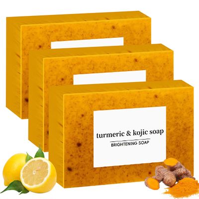 Lemon Turmeric Kojic Soap Fragrance - Jabon De Curcuma, Honey Glow Lemon Turmeric Kojic Soap Bar, Natural Handmade Soap for Face Body