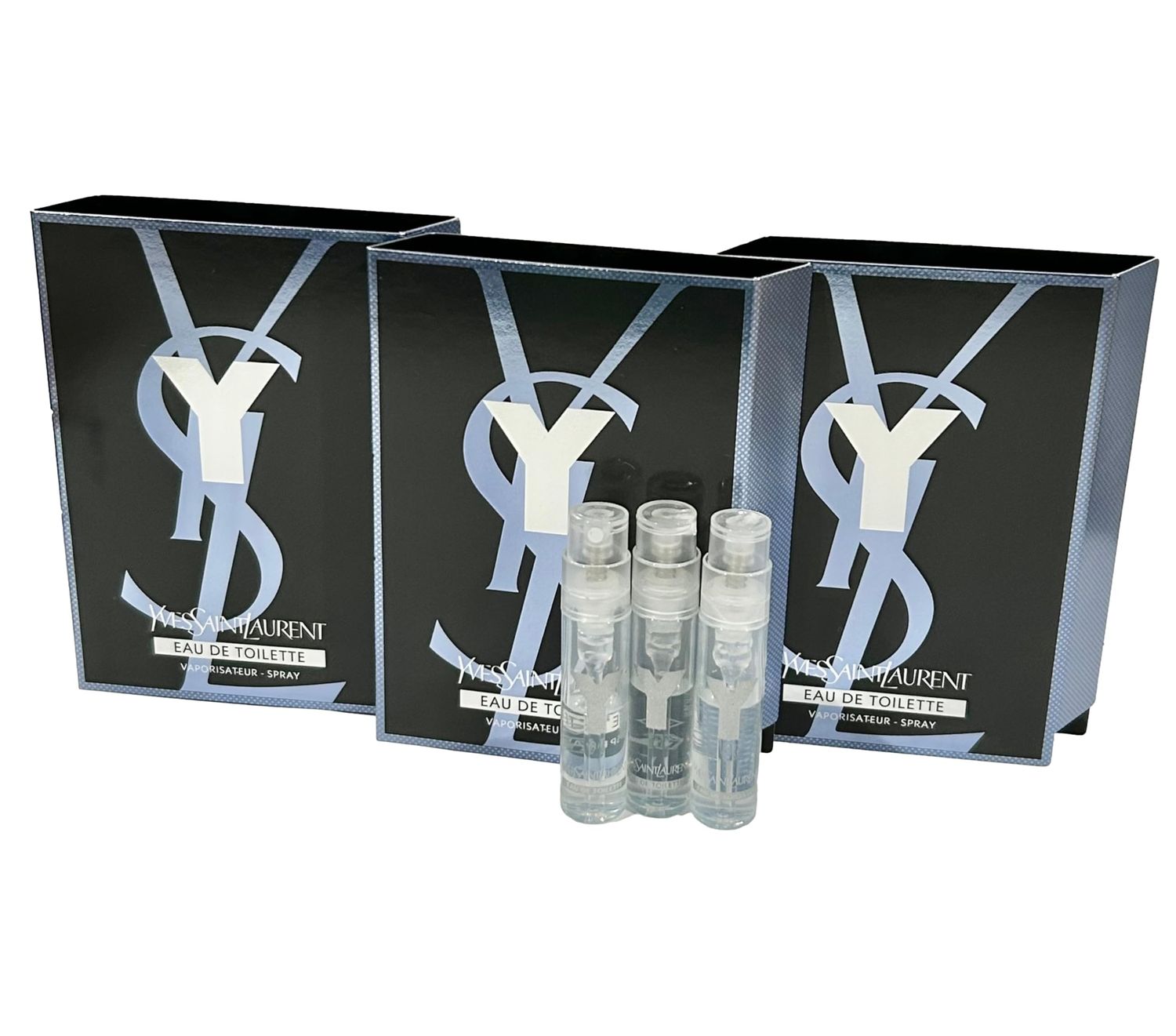 YVES SAINT LAURENT YSL Y Men Sample Perfume EDT Spray Trial Size Partially Filled Vials 1.2 ml 0.04 fl oz (set of 3)