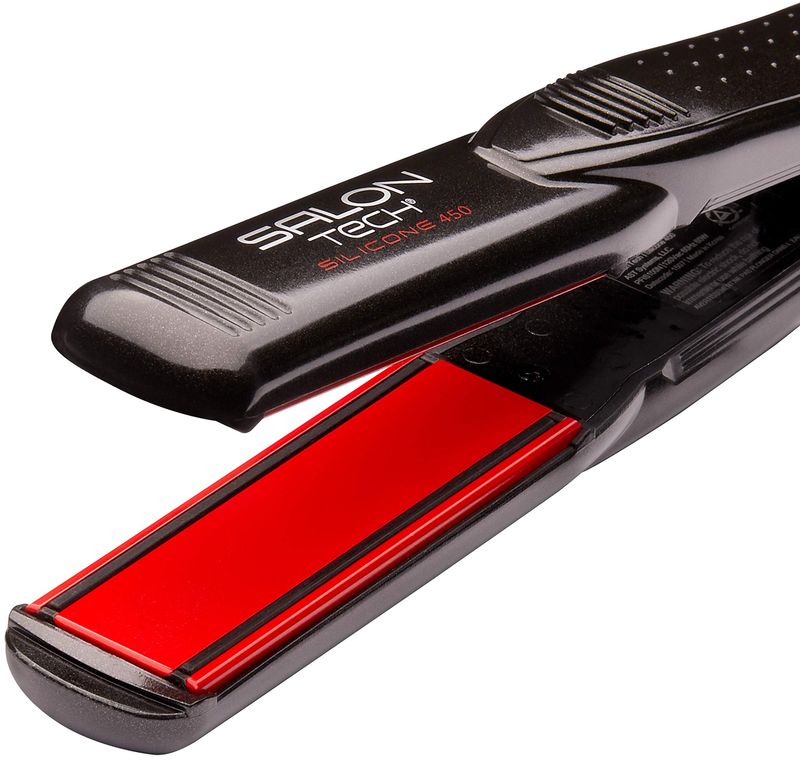 SALON TECH Silicone Flat Iron - Ceramic and Silicone Surface to Enhance Your Hair's Vitality and Revive Its Natural Shine ( 450 Degree, 1 Inch )