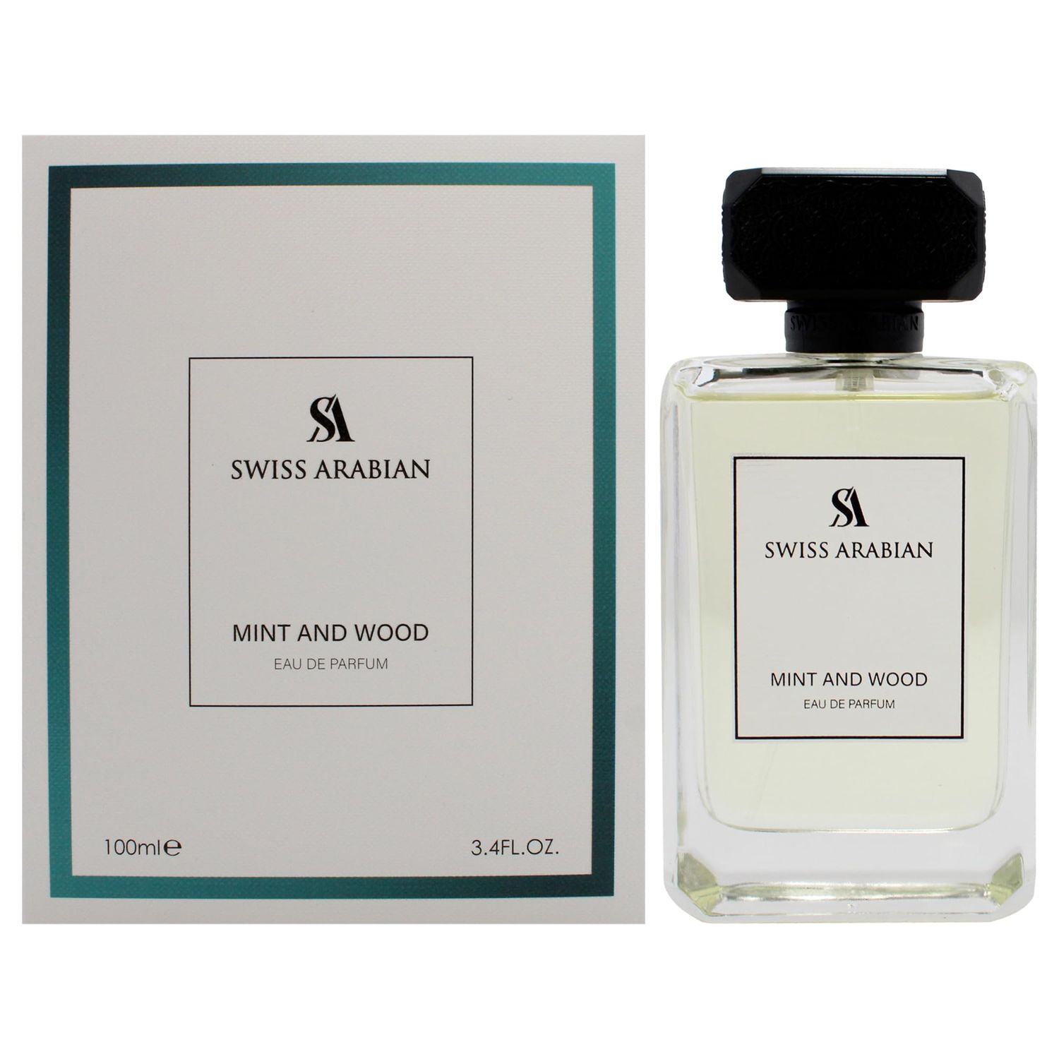 Swiss Arabian Mint and Wood for Men - Sophisticated Modern Man&#39;s Fragrance - Spicy, Woody Fragrance with Lemon, Cardamom, and Tonka Bean - 3.4 oz