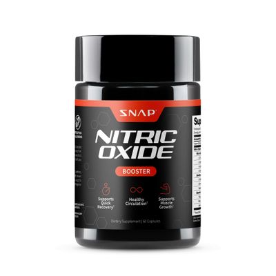 Snap Supplements Nitric Oxide Booster Supplement with L Arginine and L Citrulline Essential Amino Acids and Ginseng Root, Energy, Heart Health, Muscle Growth Circulation Support, 60 Capsules