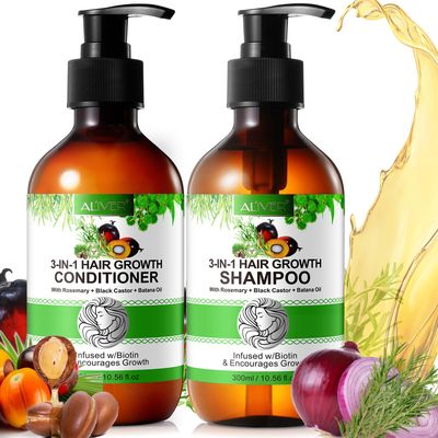 2025 New Upgrade 3-IN-1 Batana oil Shampoo and Conditioner (with Rosemary Black Castor Batana Oil), 600ML, Organic Batana Oil with Onion Shampoo and Conditioner, Hair Loss Shampoo for Thinning Hair