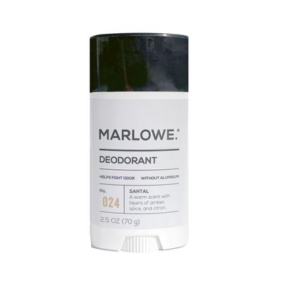MARLOWE. No. 024 Mens Santal Deodorant 2.5 oz, Natural Deodorant for Men, Aluminum Free Stick, Made with Coconut Oil, Shea Butter Jojoba, Natural Ingredients, Warm Amber, Spice Citron Scent