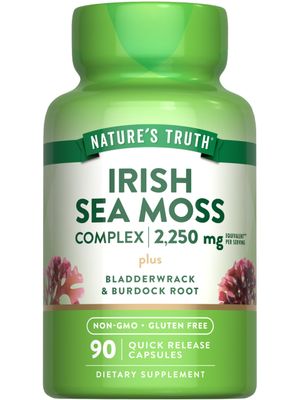 Nature&#39;s Truth Irish Sea Moss Capsules 2,250mg 90 Count Complex Formula with Bladderwrack Burdock Root Non-GMO Gluten Free Supplement