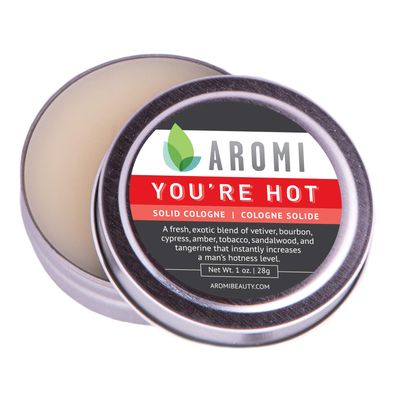 Aromi Solid Cologne Fresh, Woodsy Fragrance, Vegan, Cruelty-free, Wax, Vetiver, Sandalwood, and Amber Scent, Men&#39;s Gift, Day, Night, Travel (You&#39;re Hot)