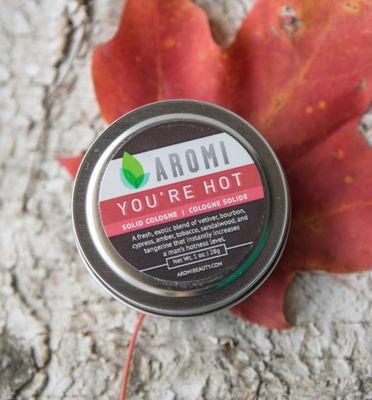Aromi Solid Cologne Fresh, Woodsy Fragrance, Vegan, Cruelty-free, Wax, Vetiver, Sandalwood, and Amber Scent, Men's Gift, Day, Night, Travel (You're Hot)