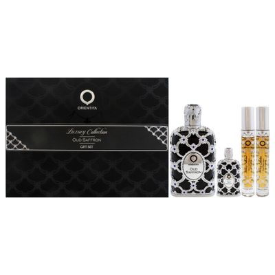 Orientica Oud Saffron for Men - 4 Pc Gift Set 2.7oz EDP Spray, 2 x 10ml EDP Spray, 7.5ml EDP Splash