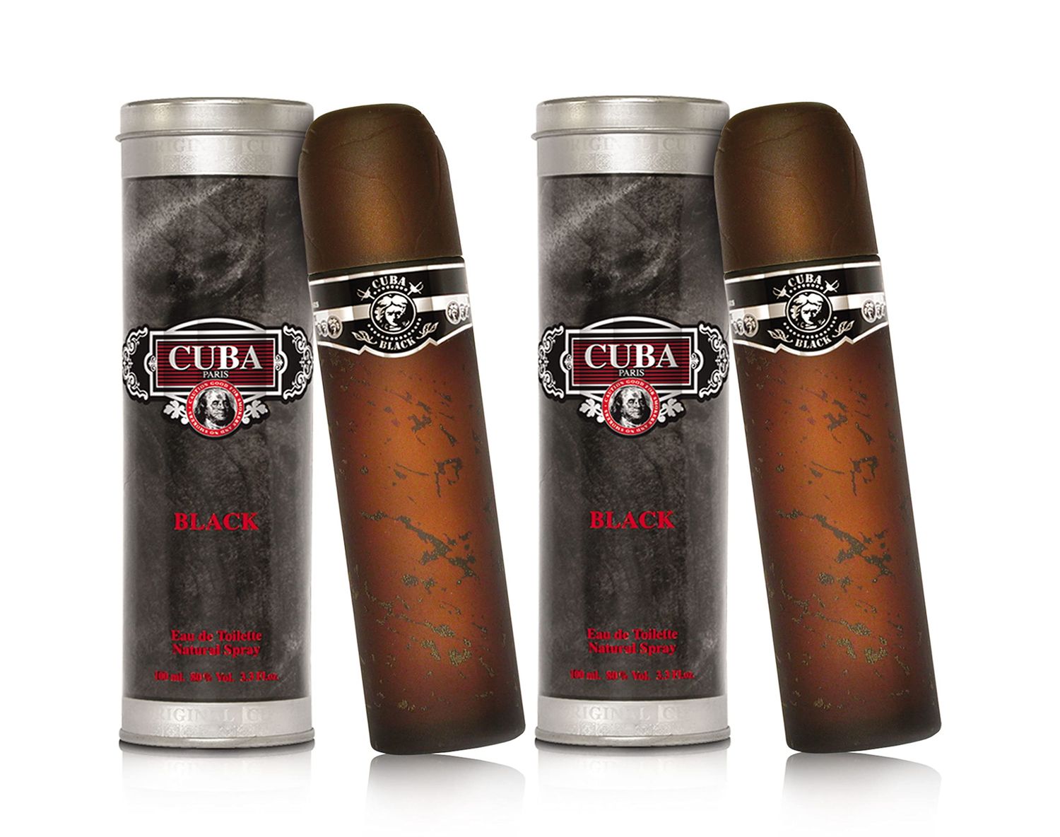 Cuba Black 3.3. fl. oz. Eau De Toilette Spray Fragrance for Men (Pack of 2)