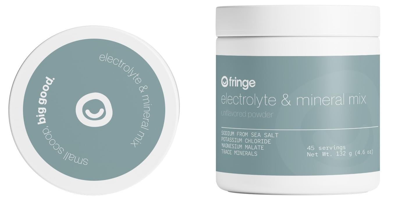 Fringe Electrolyte and Mineral Mix, Pure Ocean Sea Salt for Rehydration, Potassium Chloride, Magnesium Malate for Muscle Tension, Trace Minerals for Essentials, Unflavored, 30 Servings